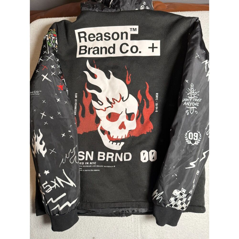 Reason Clothing New York City Black Zip-up Jacket Men's Size Medium